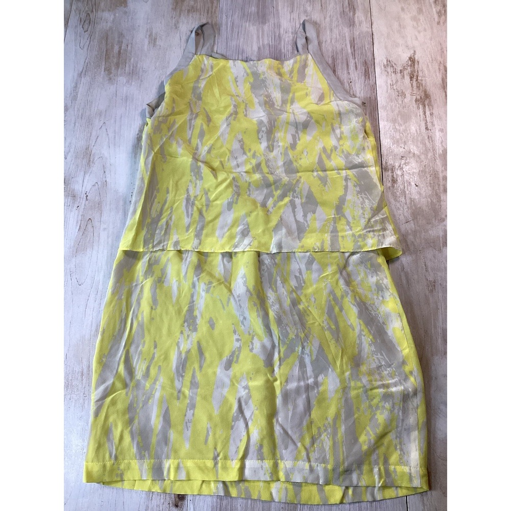 Waverly Grey Beige And Yellow Silk Dress Size 4
